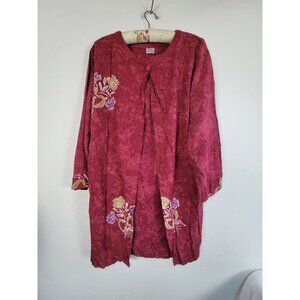 Legends By Sunisha Womens Floral Print Tunic Jacket Size Medium Red Lightweight